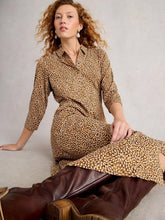 Rua Jersey Collared Shirt Dress in CHARTREUSE PRINT