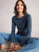 SADIE CREW NECK RIB TEE in MID BLUE