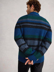 Berkley Button Neck Stripe in BLUE MULTI