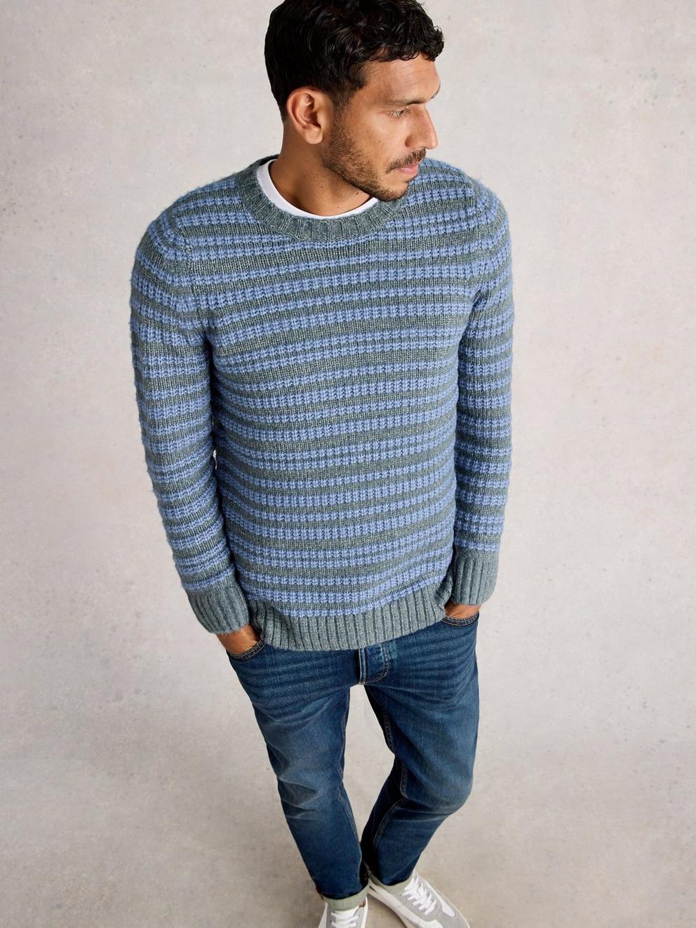 Stripe Crew Neck in BLUE MULTI
