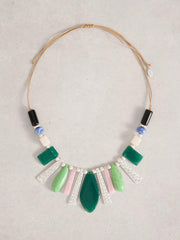 Pine Statement Necklace in GREEN MULTI
