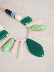 Pine Statement Necklace in GREEN MULTI