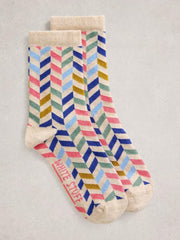 Pattern Ankle Socks in NATURAL MULTI
