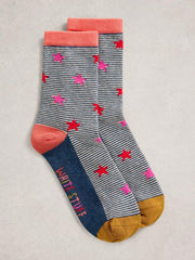 Pattern Ankle Sock in NAVY MULTI