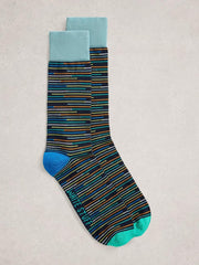 Patterned Ankle Sock in NAVY MULTI