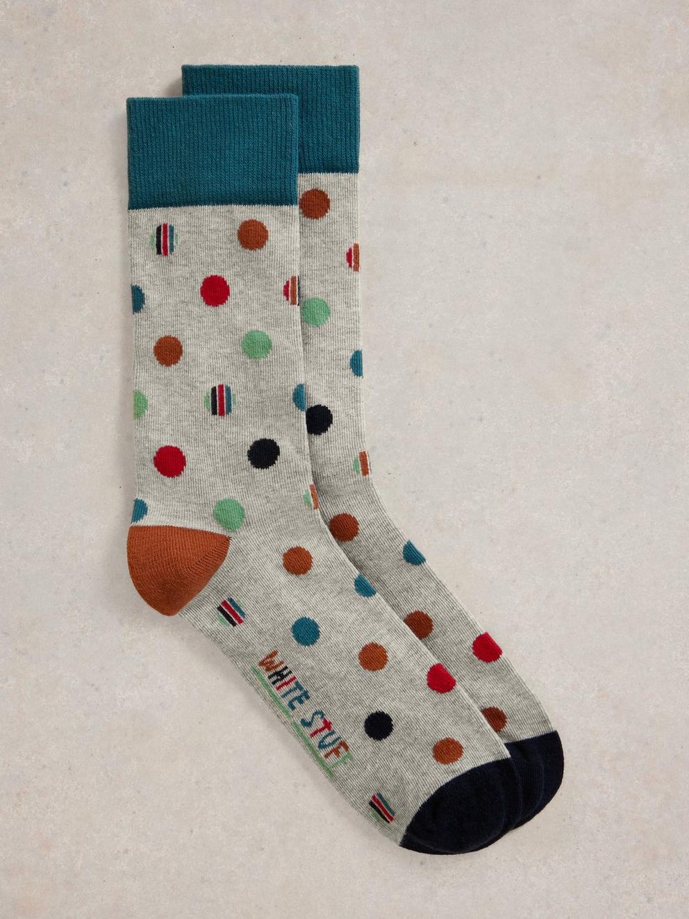 Polka Dot Ankle Socks in GREY MULTI