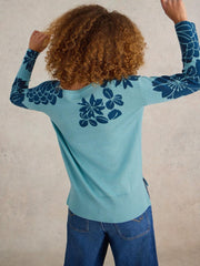 OLIVE PRINTED JUMPER in BLUE MULTI