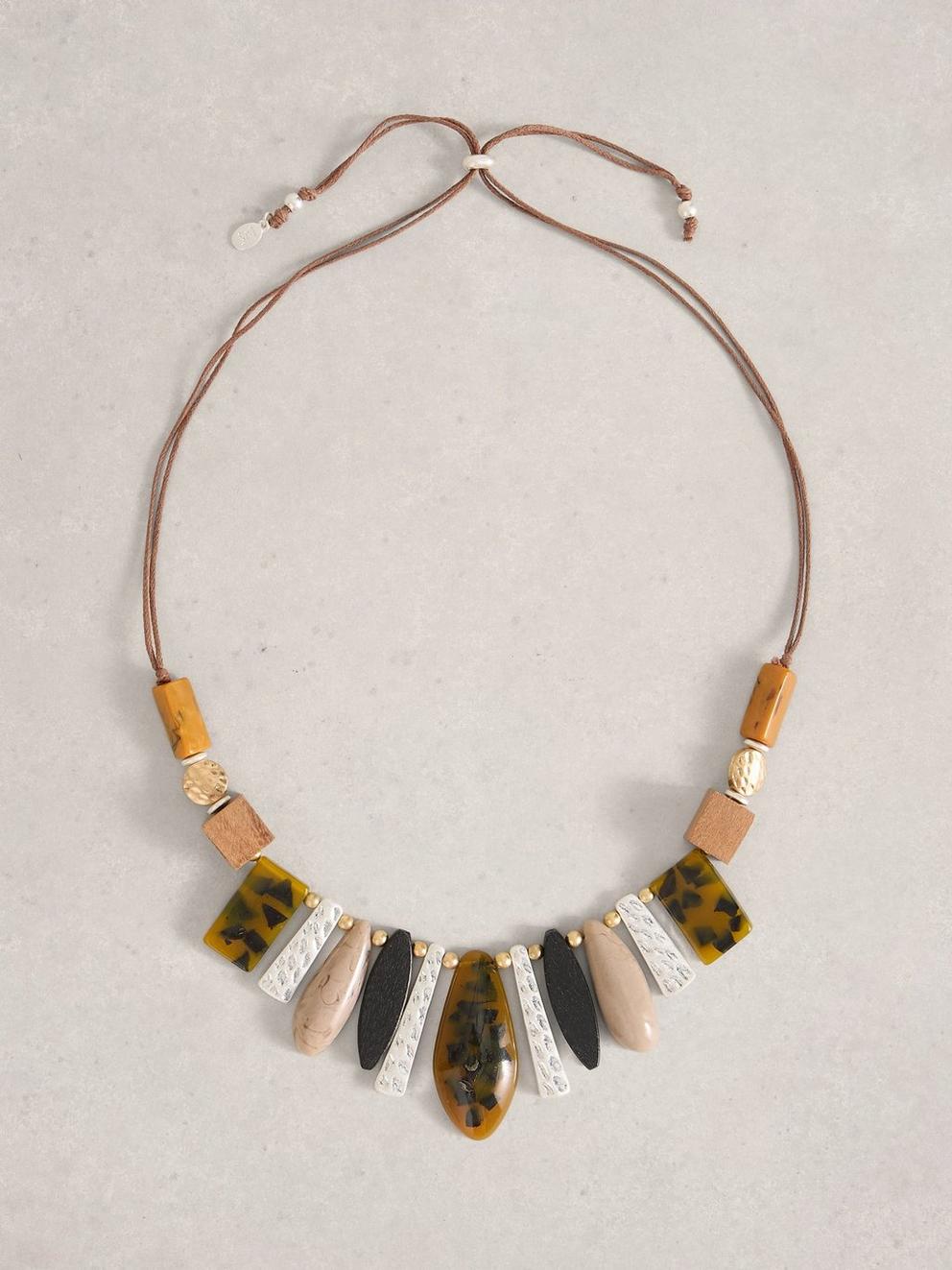 Pine Statement Necklace in BROWN MULTI