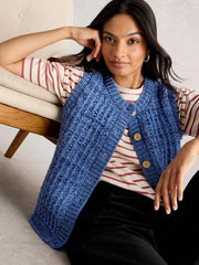 MAXINE BUTTON TANK in MID BLUE