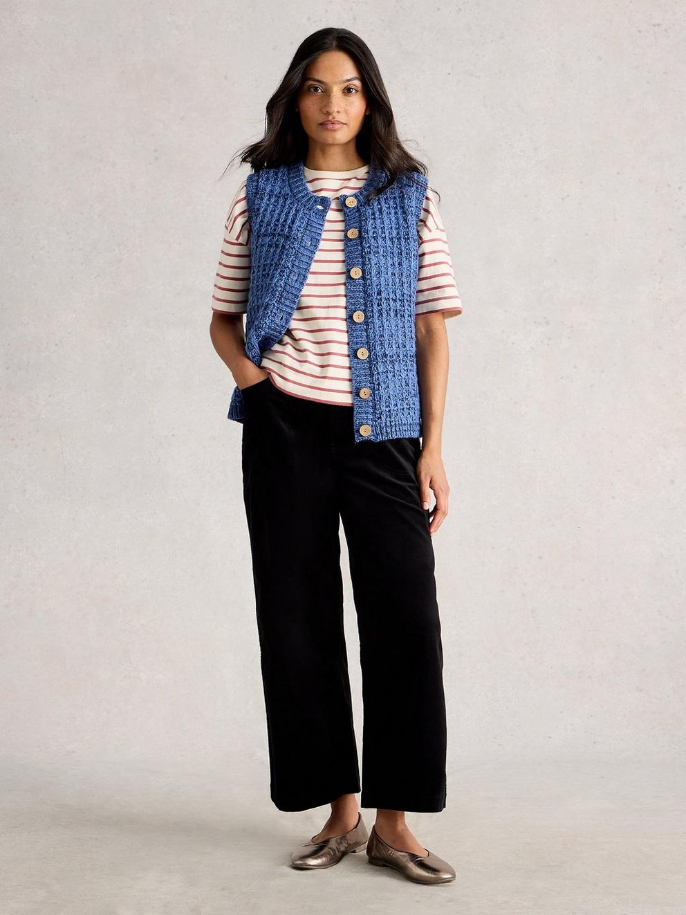 MAXINE BUTTON TANK in MID BLUE
