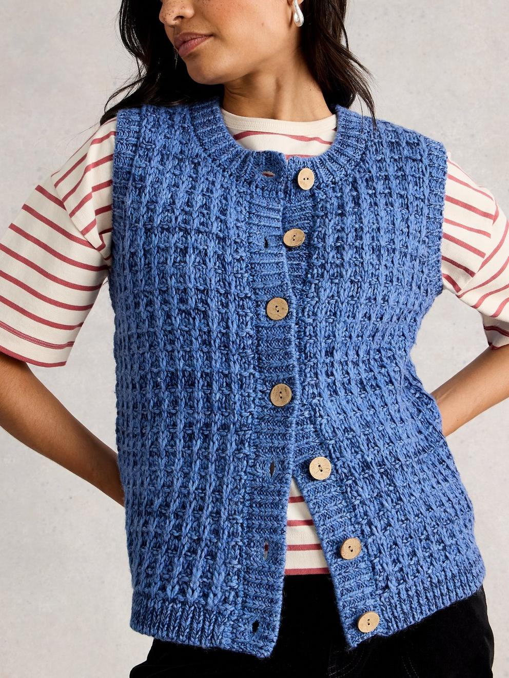 MAXINE BUTTON TANK in MID BLUE