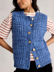MAXINE BUTTON TANK in MID BLUE