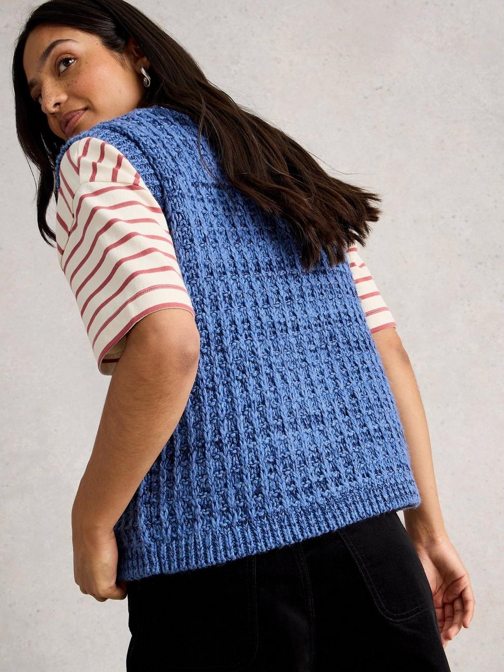 MAXINE BUTTON TANK in MID BLUE