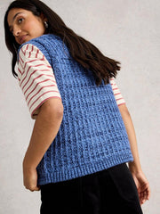 MAXINE BUTTON TANK in MID BLUE
