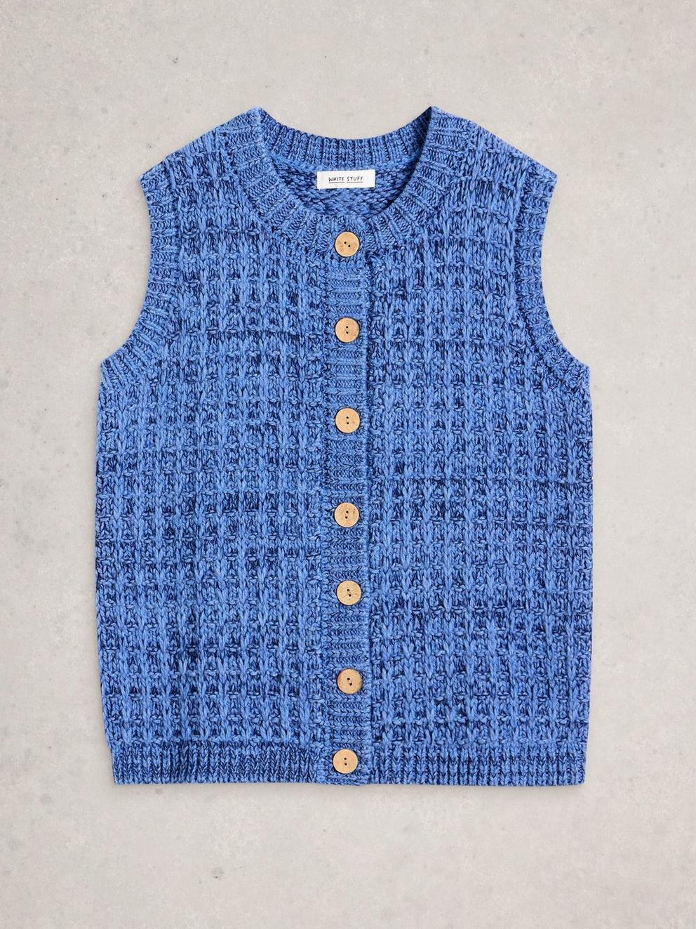 MAXINE BUTTON TANK in MID BLUE