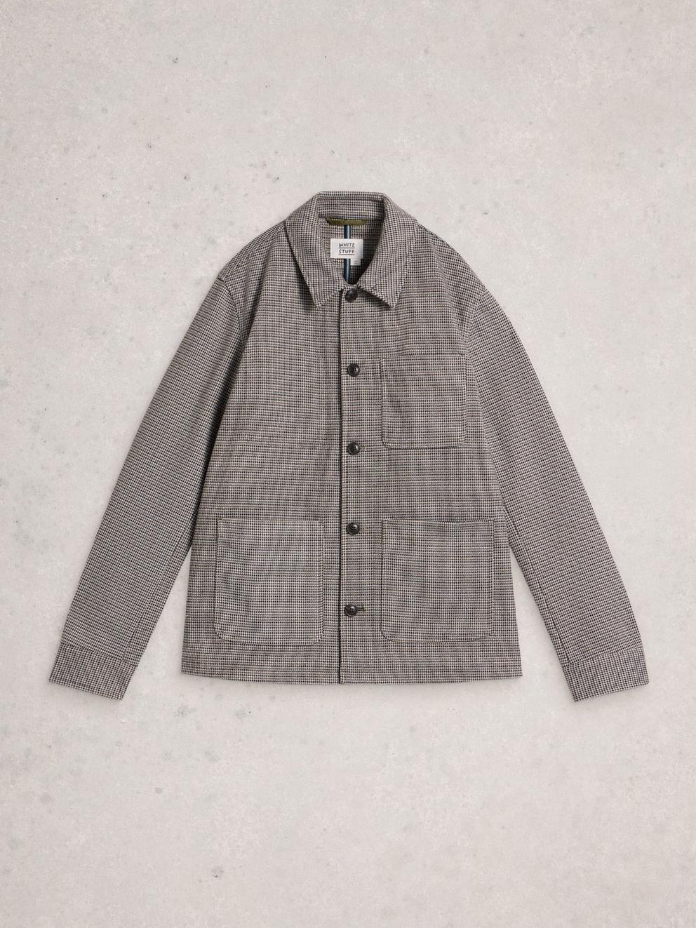 Houndstooth Worker Jacket in GREY MULTI