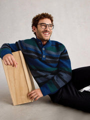 Berkley Button Neck Stripe in BLUE MULTI