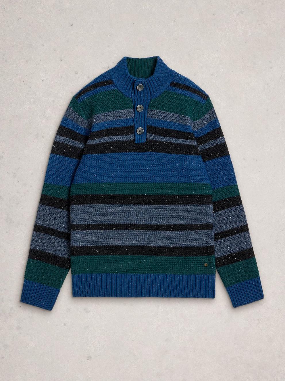 Berkley Button Neck Stripe in BLUE MULTI