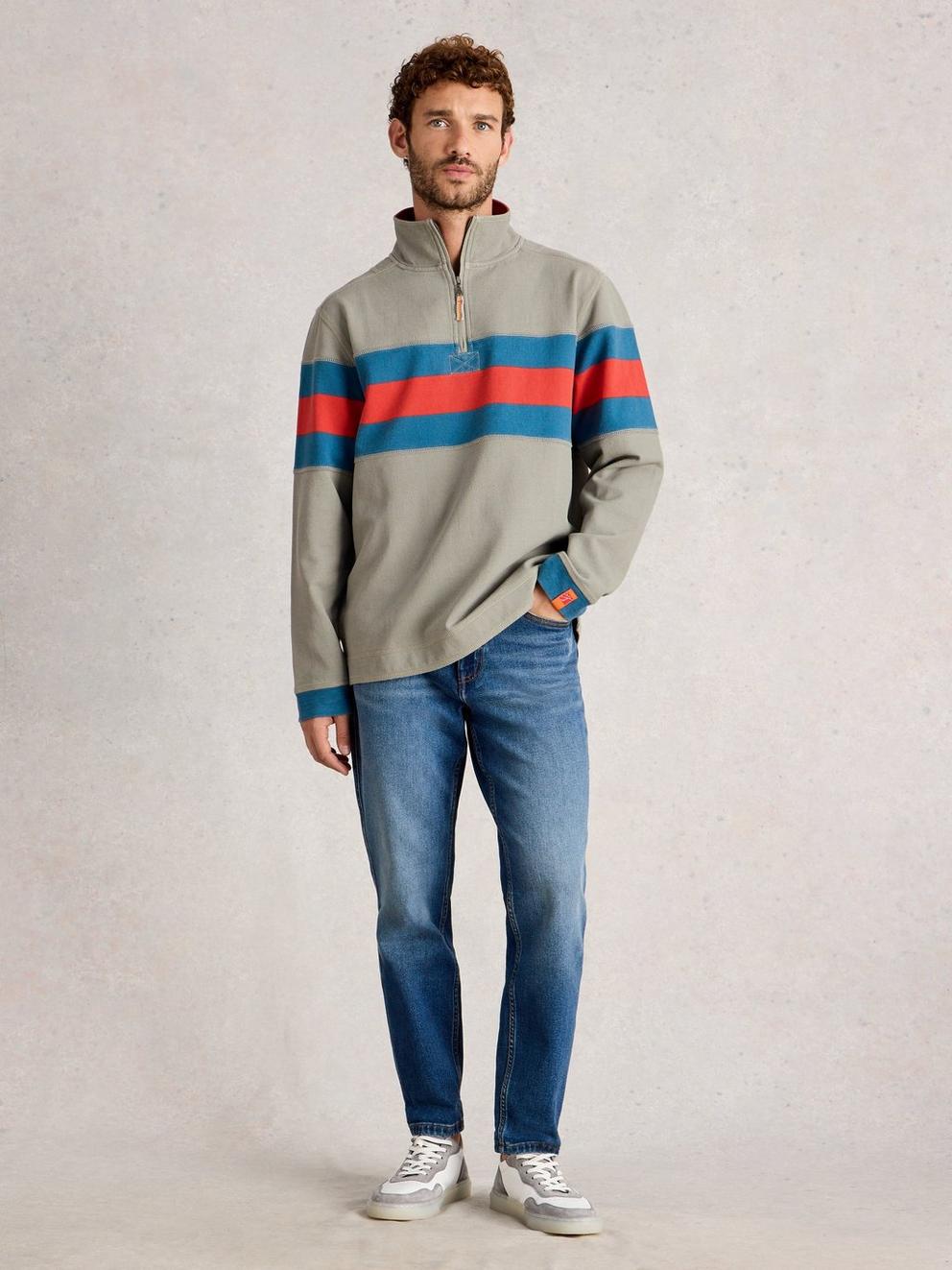 Rewind Half Zip Sweat in GREEN MULTI
