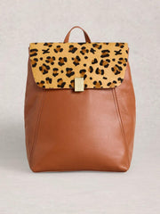 Coco Leather Backpack in TAN MULTI