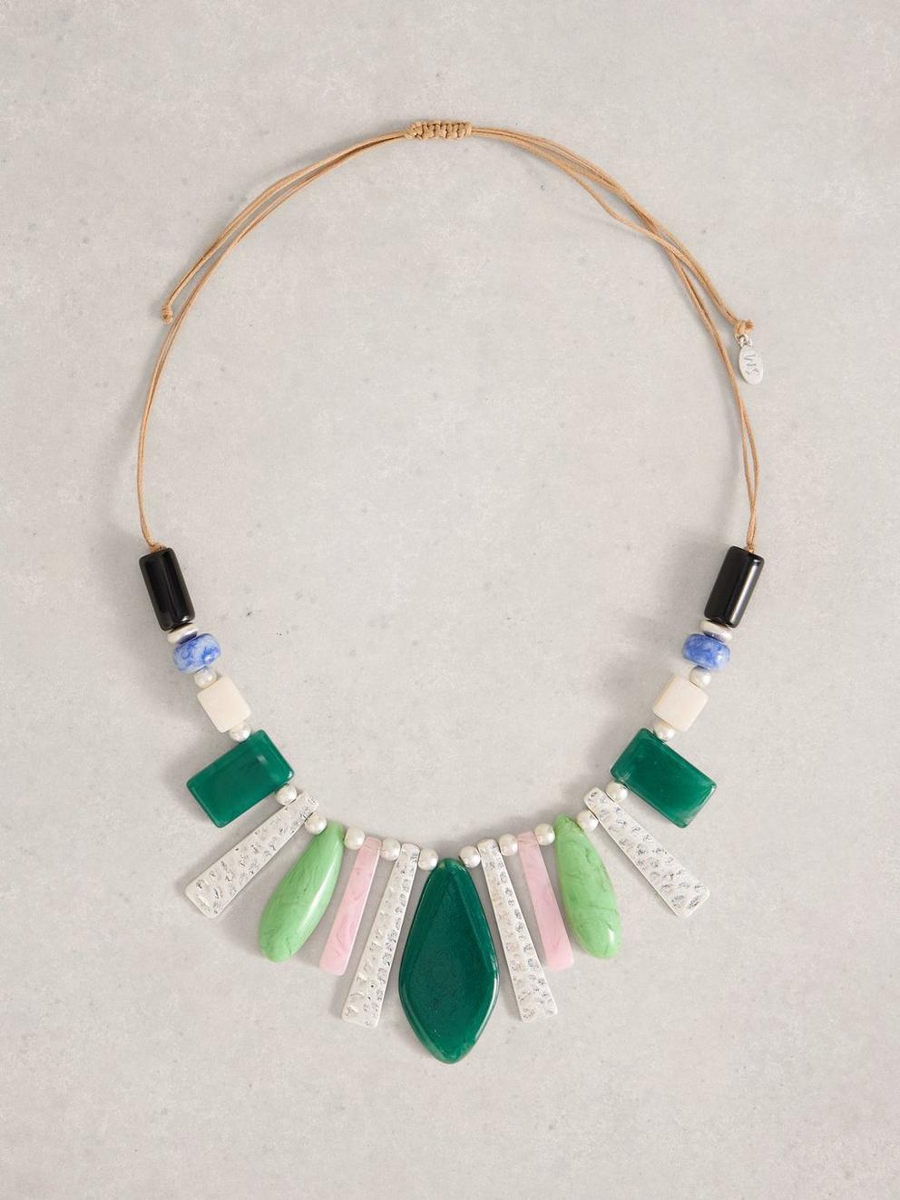 Pine Statement Necklace in GREEN MULTI