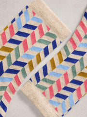 Pattern Ankle Socks in NATURAL MULTI