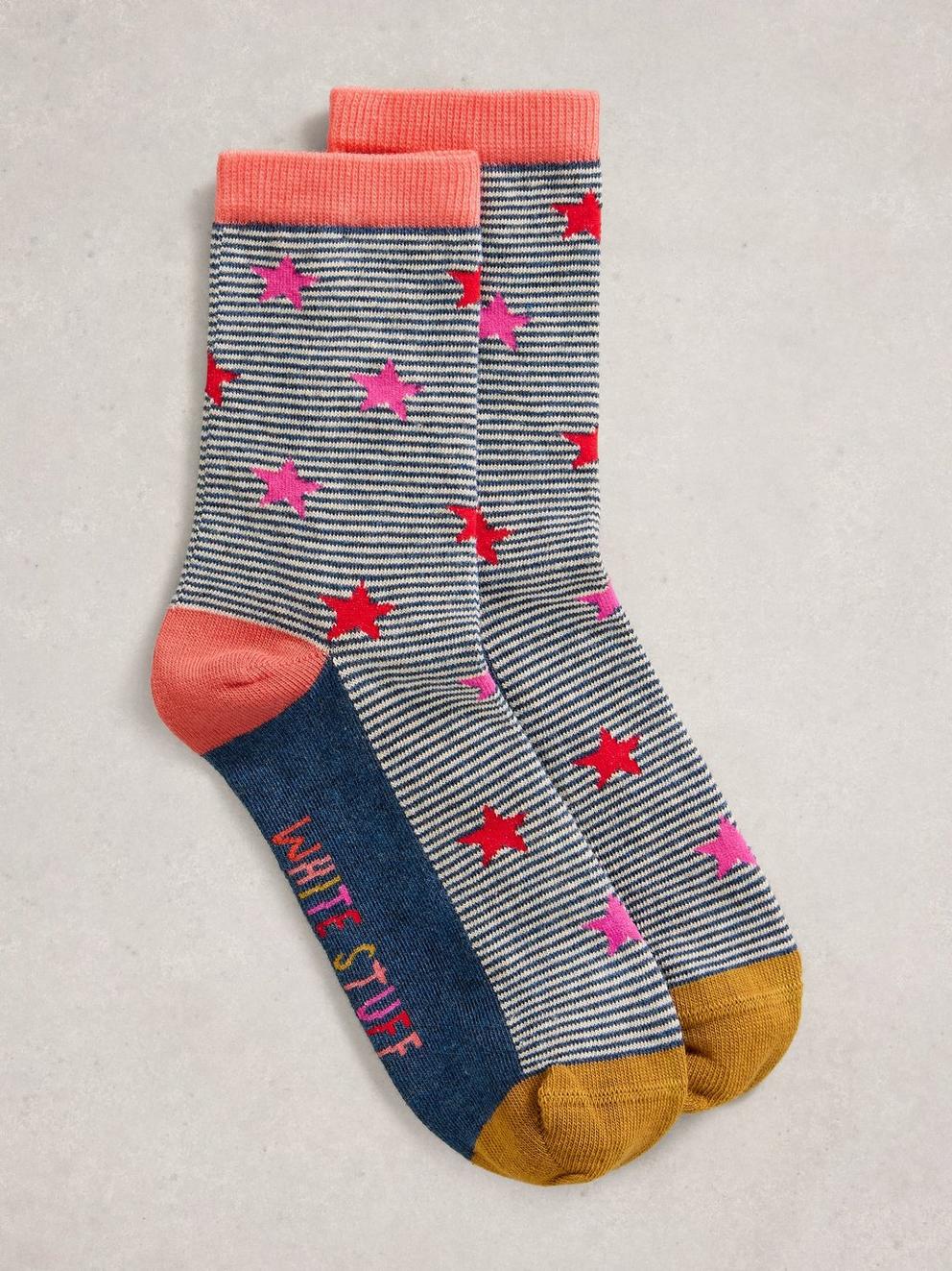 Pattern Ankle Sock in NAVY MULTI