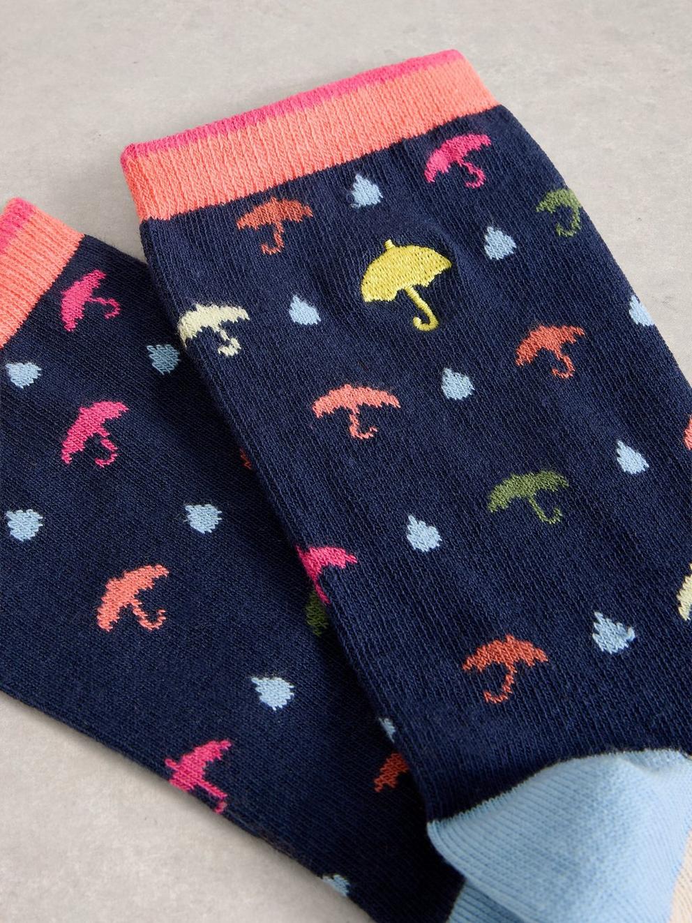Ankle Embroidered Sock in NAVY MULTI