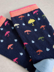 Ankle Embroidered Sock in NAVY MULTI