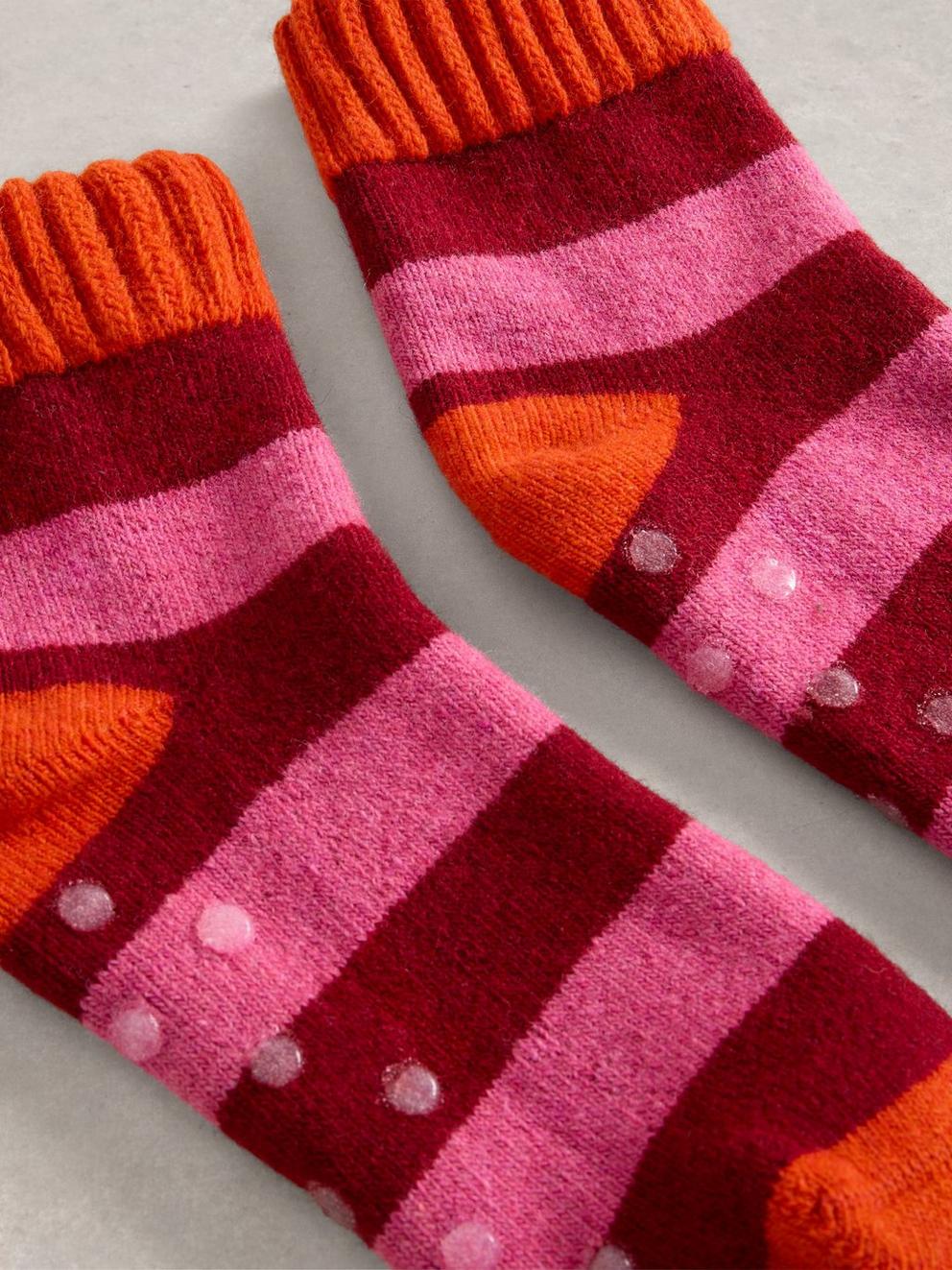Stripe Loopback Sock in RED MULTI