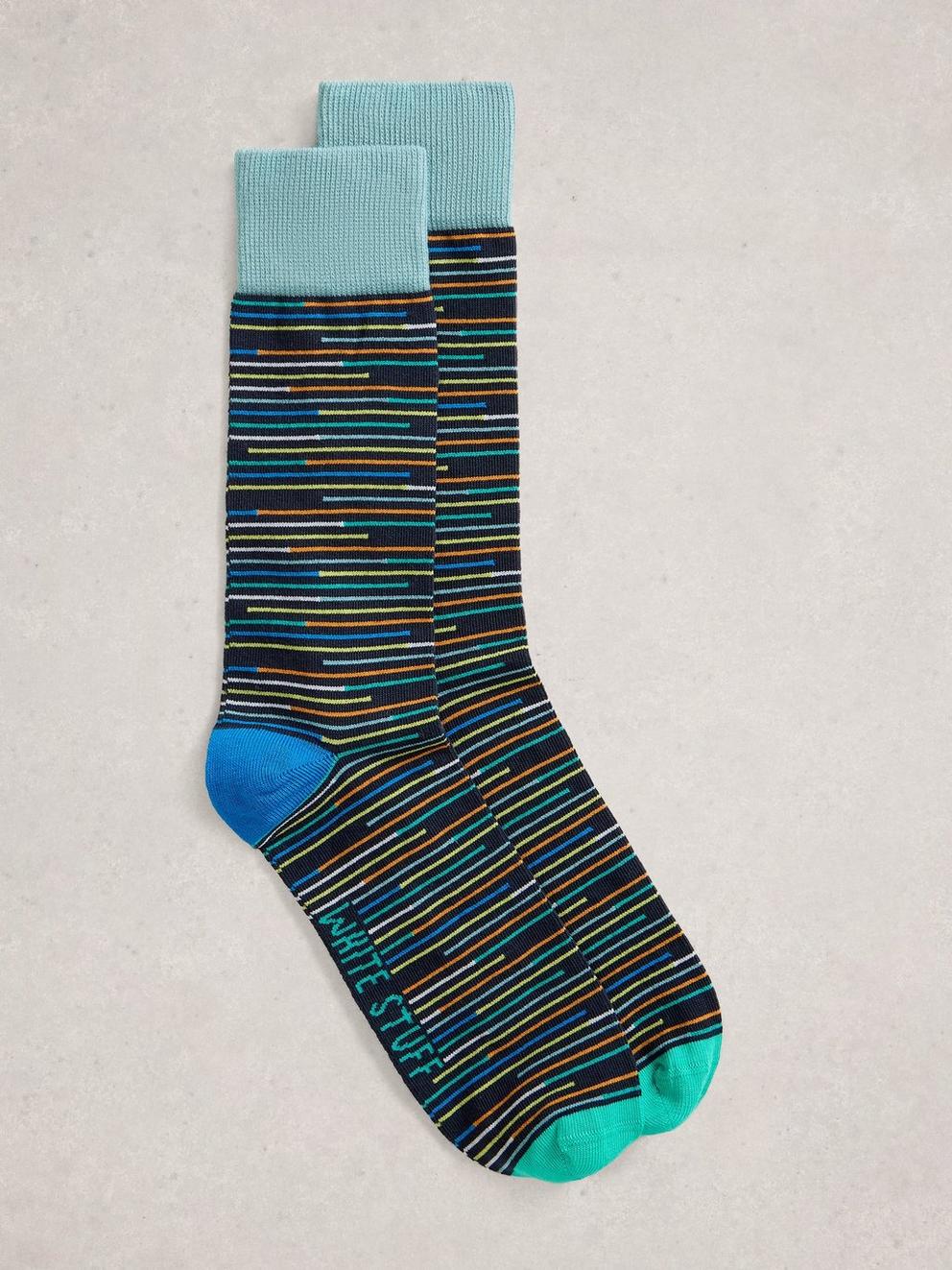 Patterned Ankle Sock in NAVY MULTI