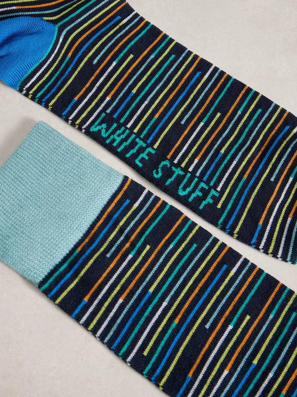 Patterned Ankle Sock in NAVY MULTI