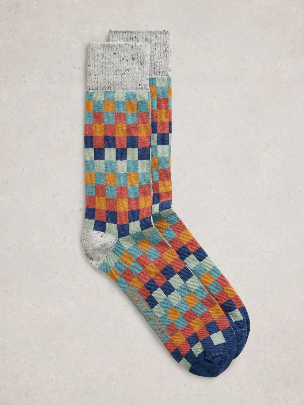 Patterned Ankle Sock in ORANGE MULTI