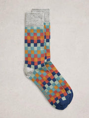 Patterned Ankle Sock in ORANGE MULTI