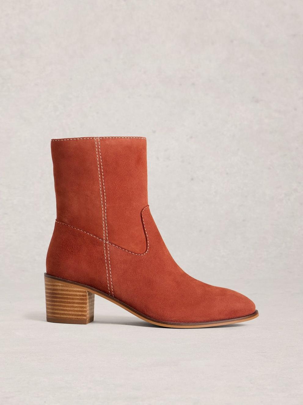 Izzy Suede Ankle Boot in DARK ORANGE