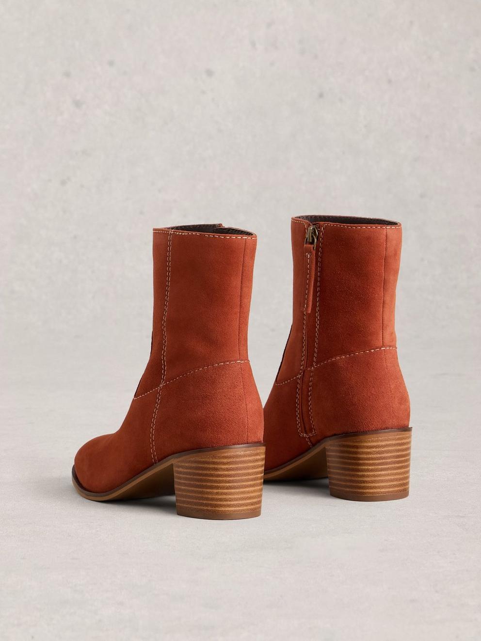 Izzy Suede Ankle Boot in DARK ORANGE