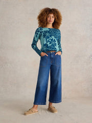 OLIVE PRINTED JUMPER in BLUE MULTI