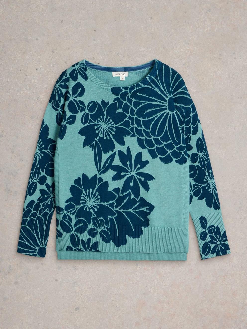 OLIVE PRINTED JUMPER in BLUE MULTI