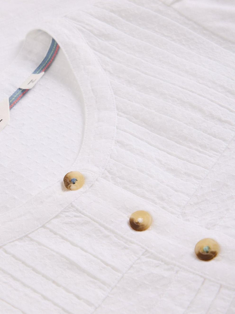 ISLA HALF BUTTON TOP in BRILLIANT WHITE