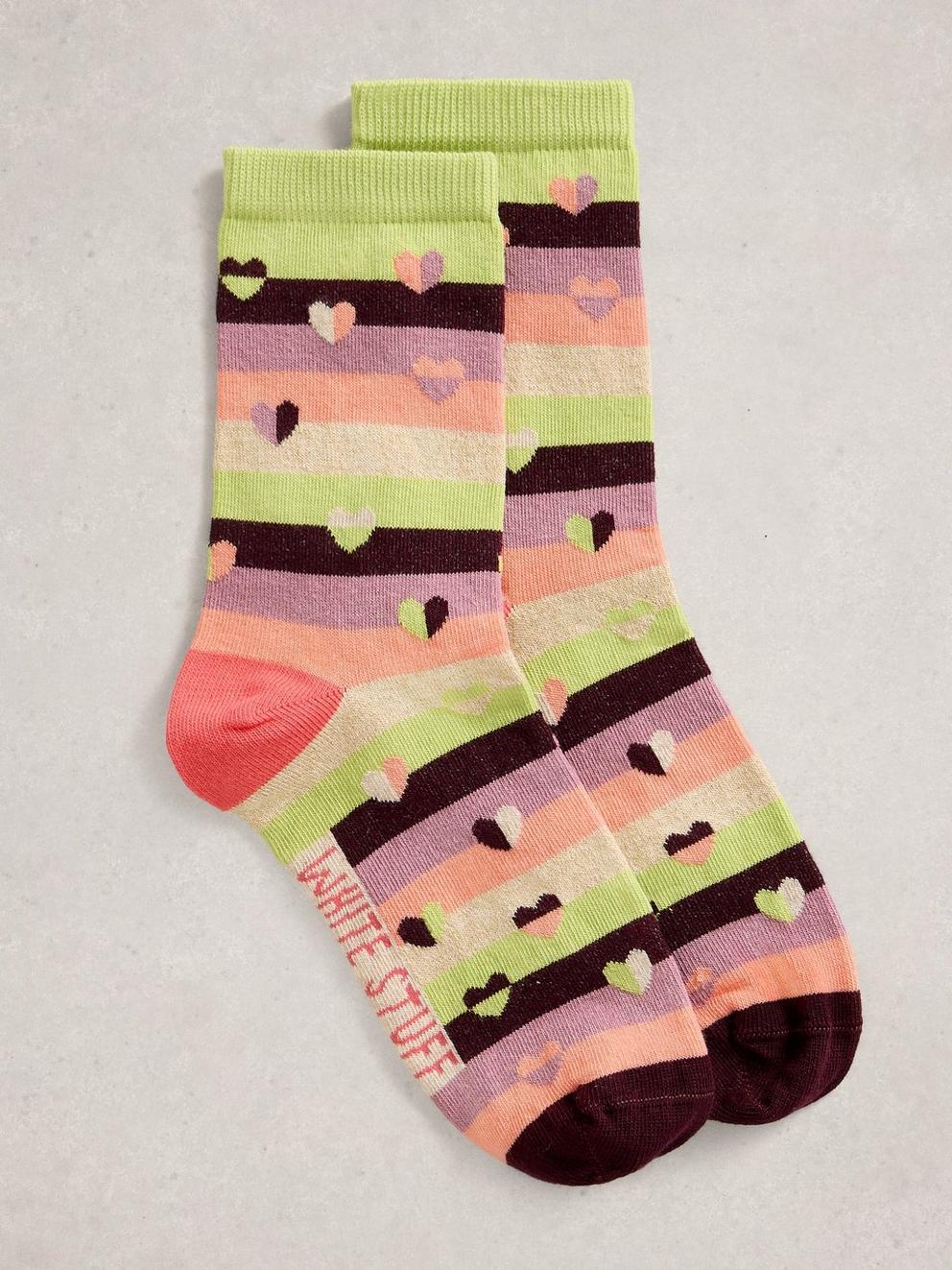 Pattern Ankle Sock in GREEN MULTI