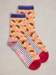 Hedgehog Ankle Socks in ORANGE MULTI